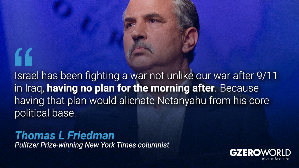 GZERO World with ian bremmer \u2014 most quotable moments of 2024 | Pictured: Thomas L Friedman with quotes from him